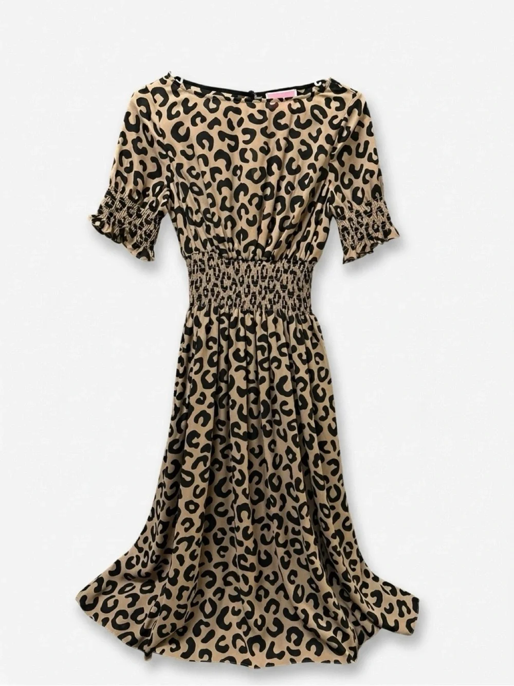 Kate Spade Blaire Spotted Leopard Puff-Sleeve Midi Dress Animal Print Size XS